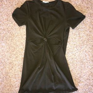 Army green cut out dress